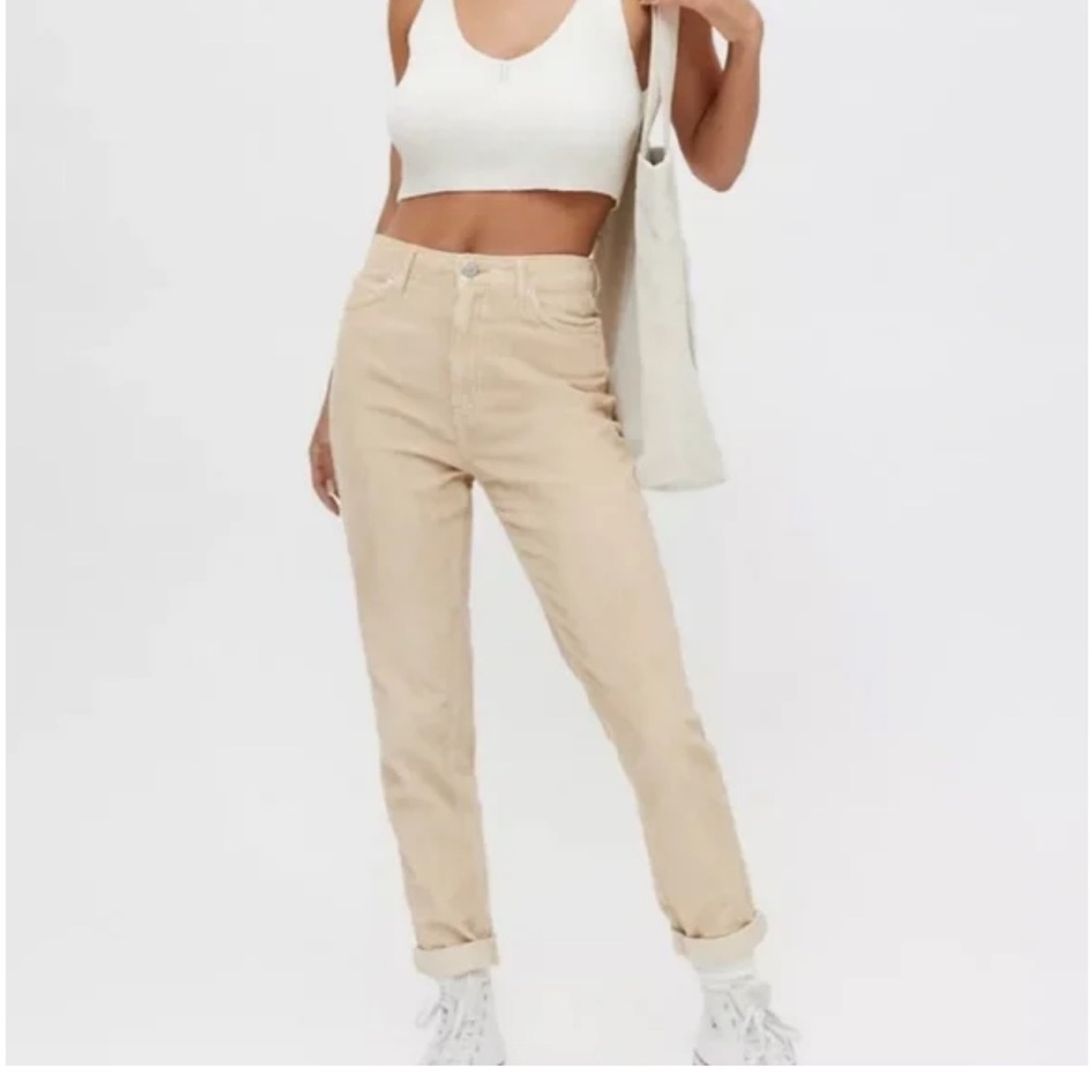 BDG Urban Outfitters Mom High Rise Corduroy Straight Tan Pants